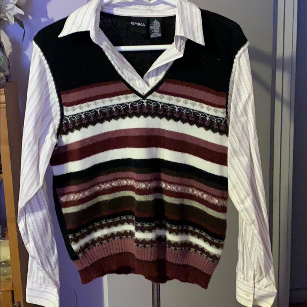 Sweater/woven top combo